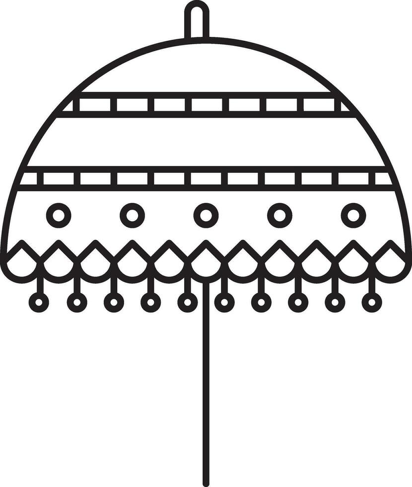 Illustration Of Traditional Umbrella Icon In Black Outline. vector