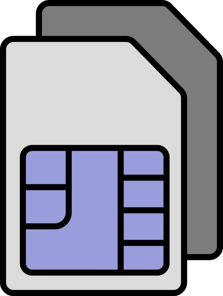 plano estilo doble sim tarjeta gris y púrpura icono. vector