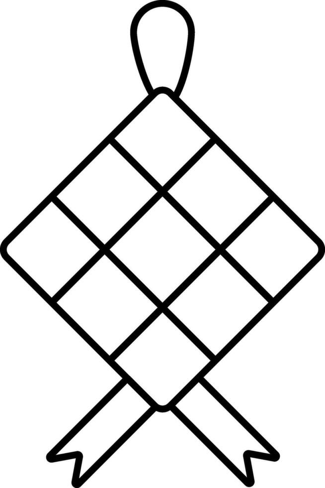 Black Outline Illustration Of Ketupat Icon. vector