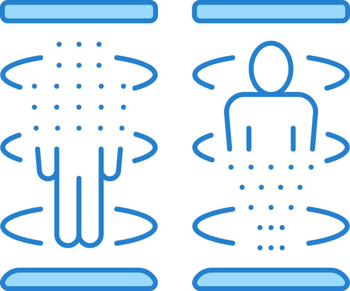 Illustration Of Human Teleportation Icon In Blue And White Color. vector