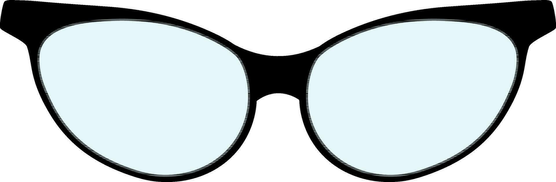 Flat Illustration of Cat Eye Specs Frame Icon In Blue And Black Color. vector