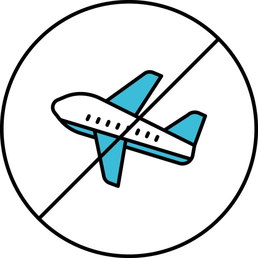 White And Blue Stop Flight Icon Or Symbol. vector
