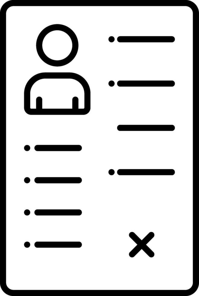 Reject User Document Paper Black Outline Icon. vector