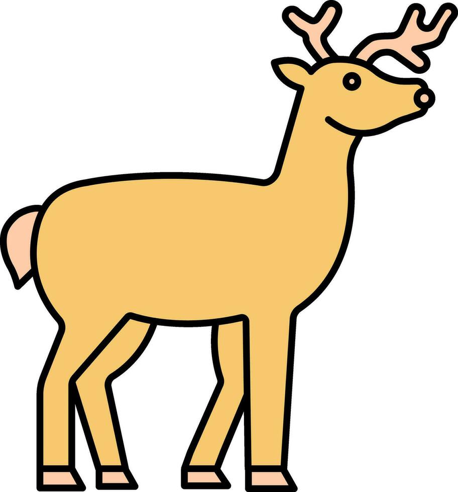Flat Style Reindeer Icon In Yellow And Orange Color. vector