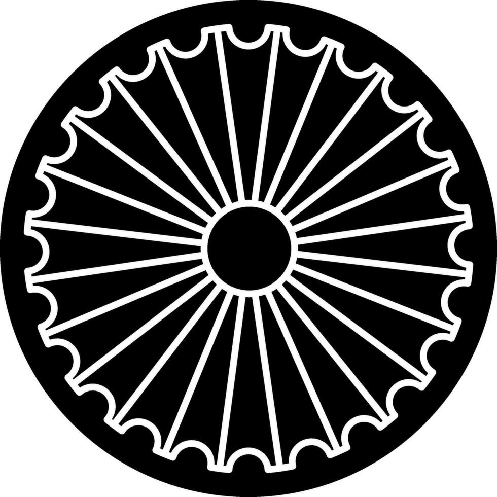 ashoka rueda chakra icono en plano estilo. vector