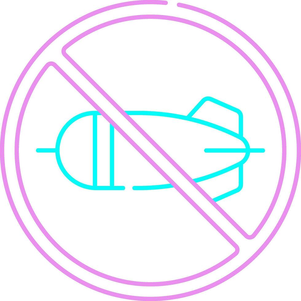 No Atom Bomb Pink And Turquoise Thin Line Art Icon. vector