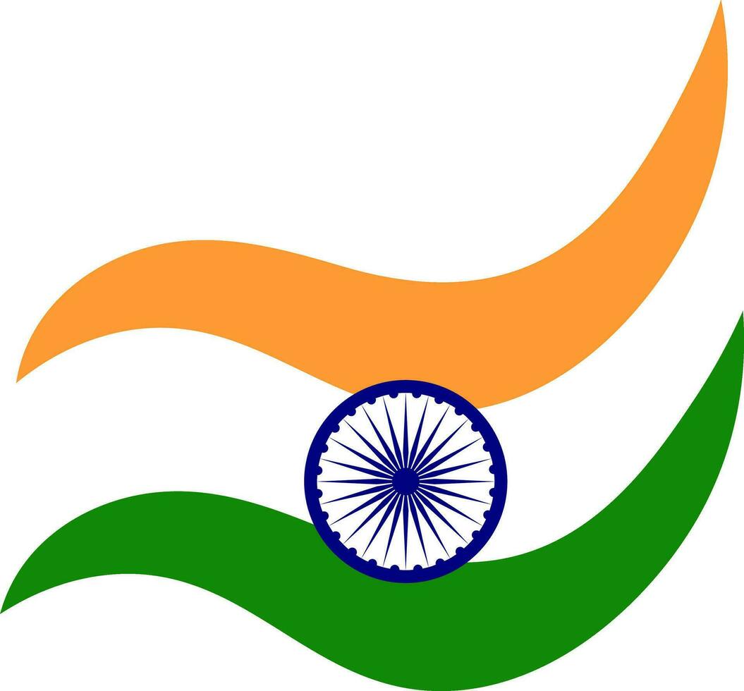 Isolated Wavy Indian National Flag Icon In Flat Style. vector
