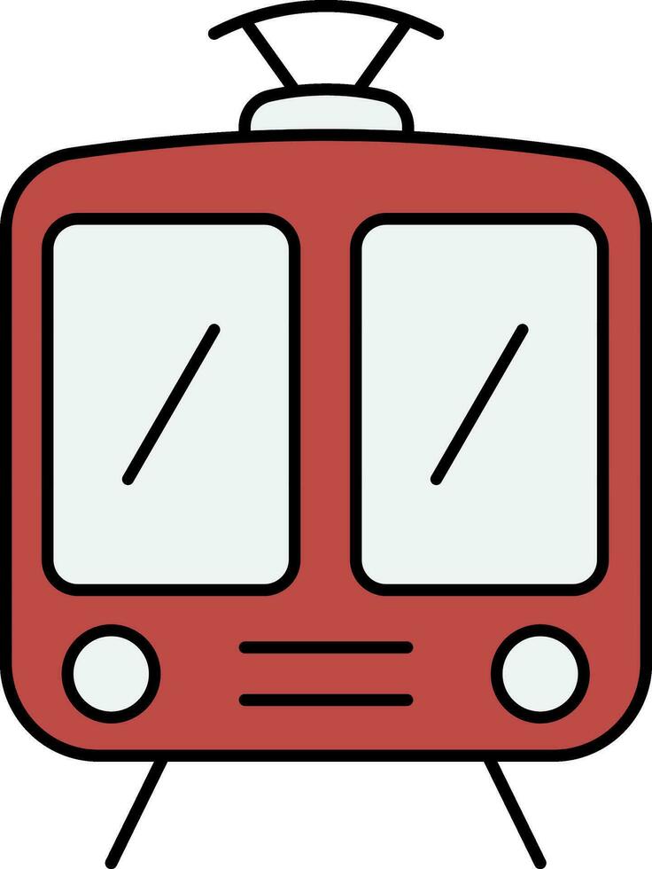 Brown Train Icon In Flat Style. vector