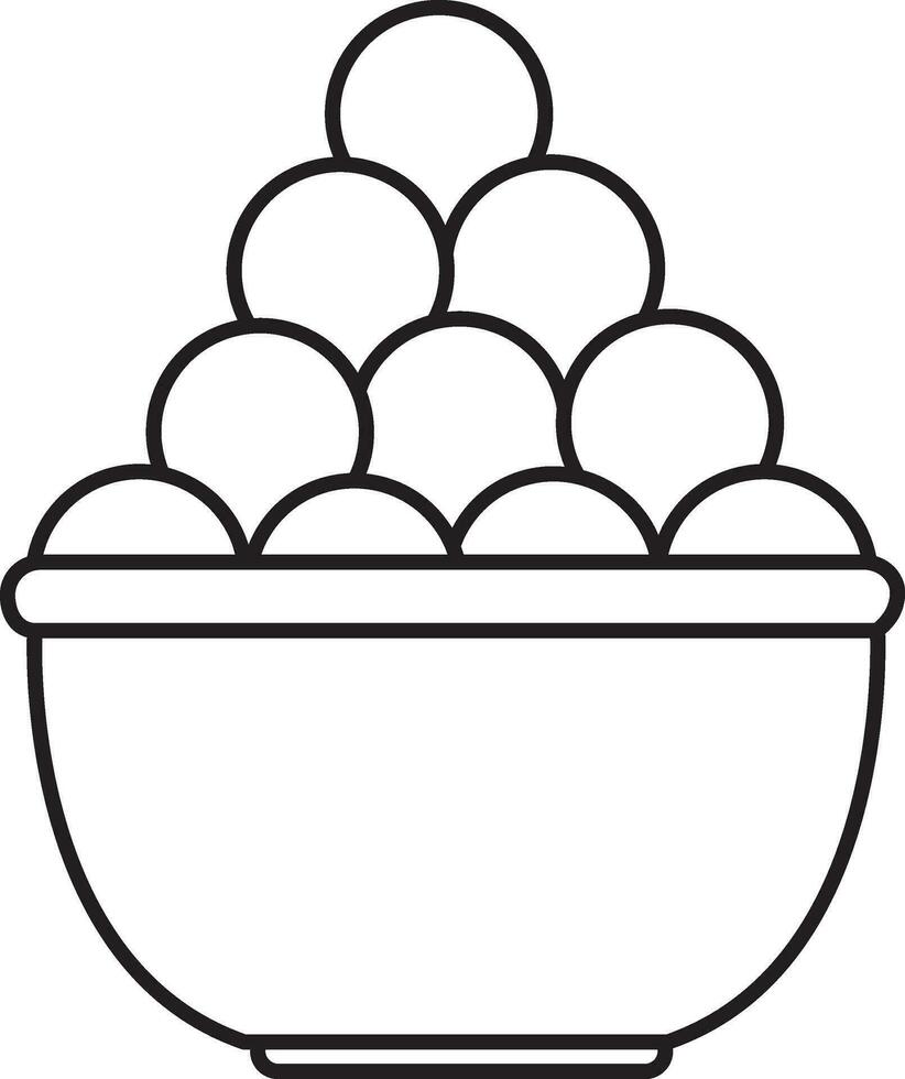 Black Line Art Illustration Of Sweets Ball Bowl Icon. vector