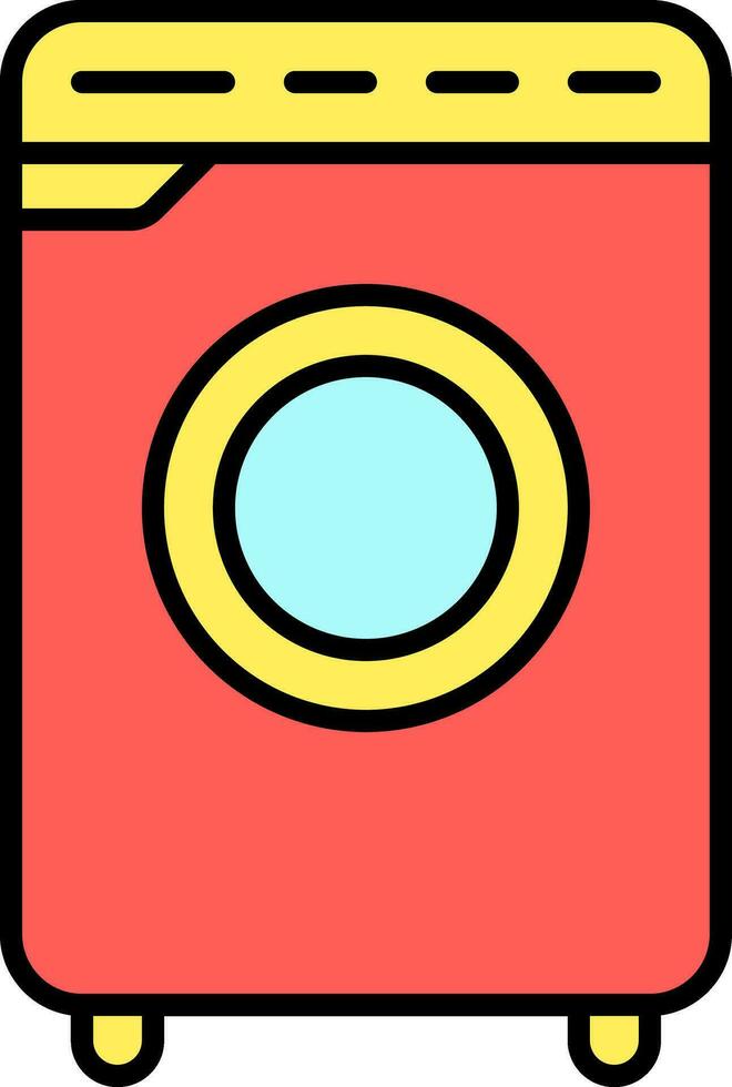 Washing Machine Icon In Red And Yellow Color. vector