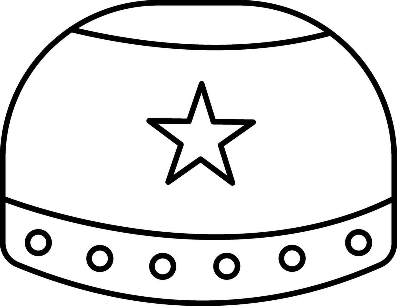 Isolated Star Print Kufi Hat Black Outline Icon. vector
