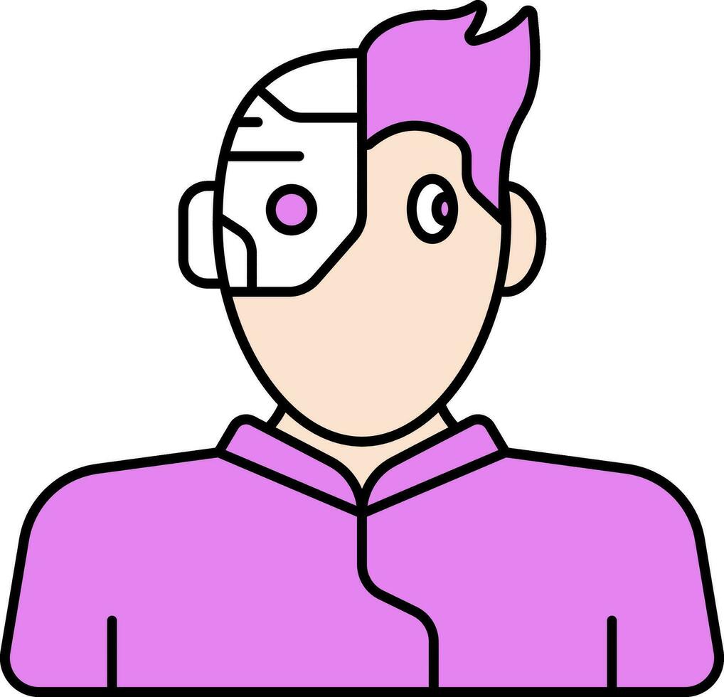 Flat Illustration Of Cyberpunk Boy Carton Icon In Pink Color. vector