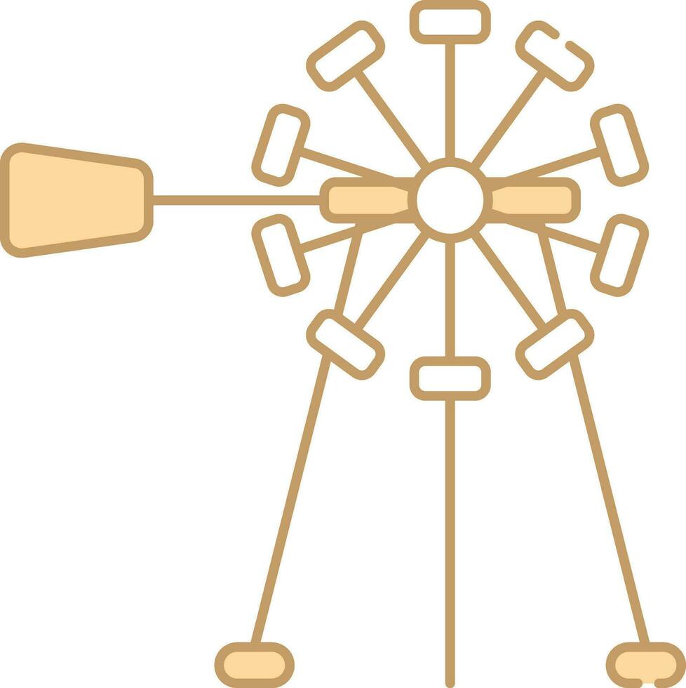 Wind Vane Wheel Icon In Peach And White Color. vector