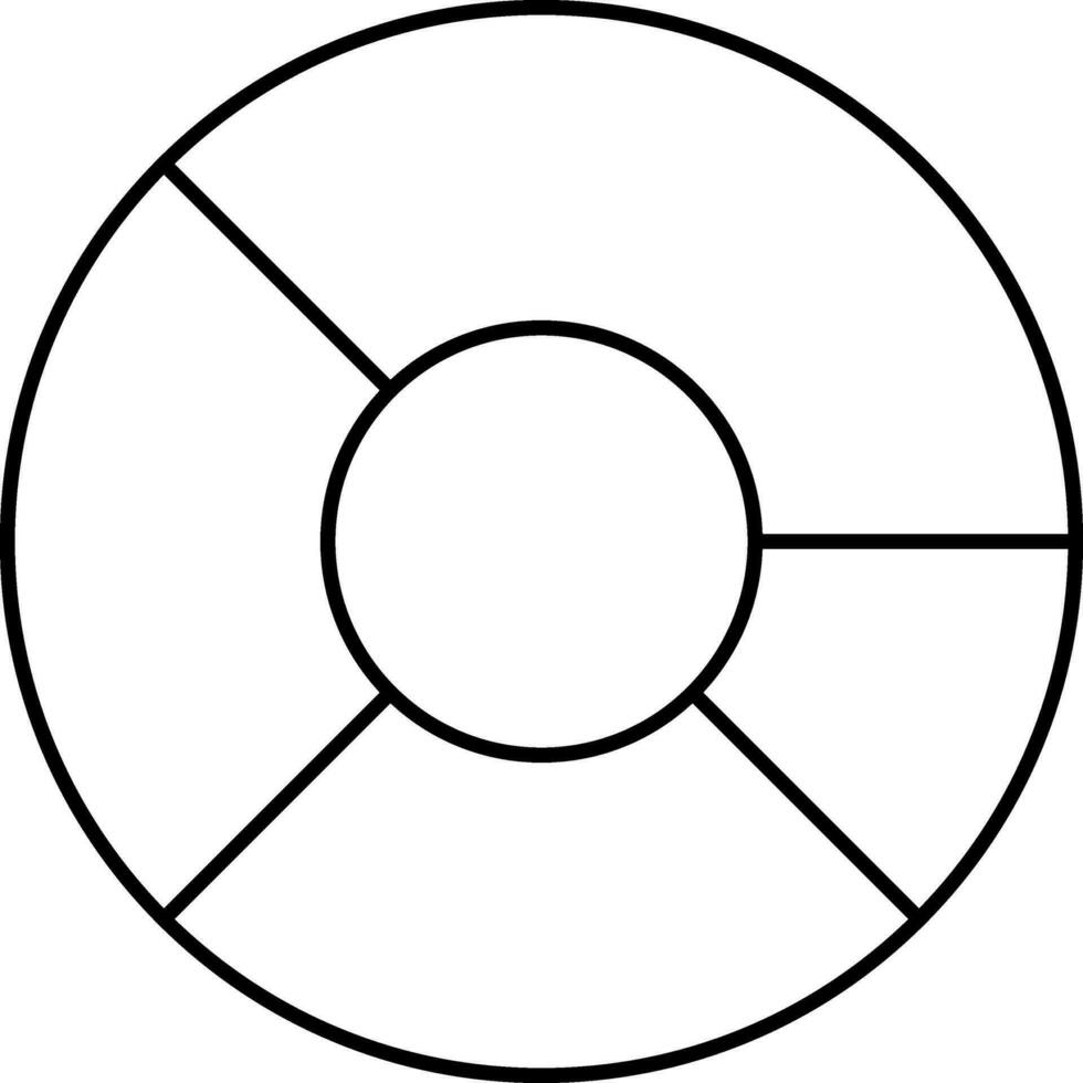 Four Step Pie Chart Icon In Black Outline. vector