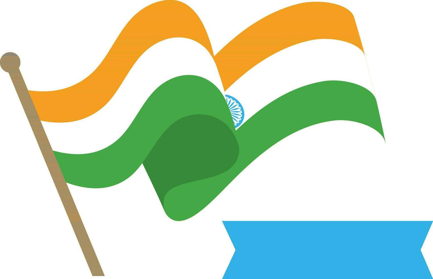 Isolated Wavy Indian National Flag Icon In Flat Style. vector