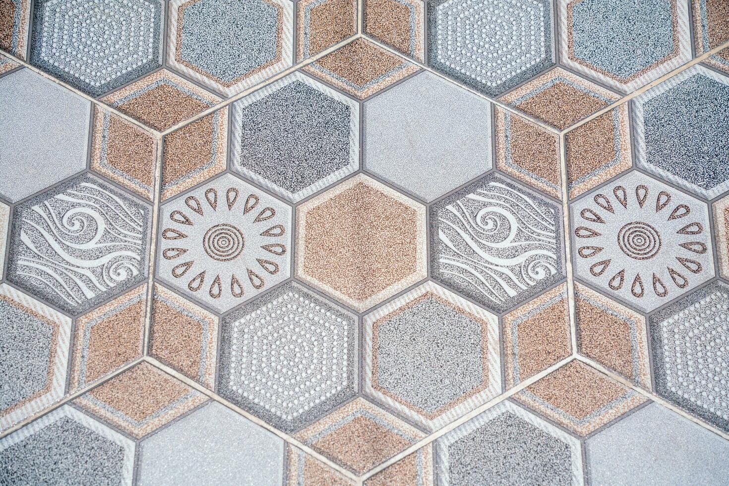 Hexagonal tiles mosaics texture background photo