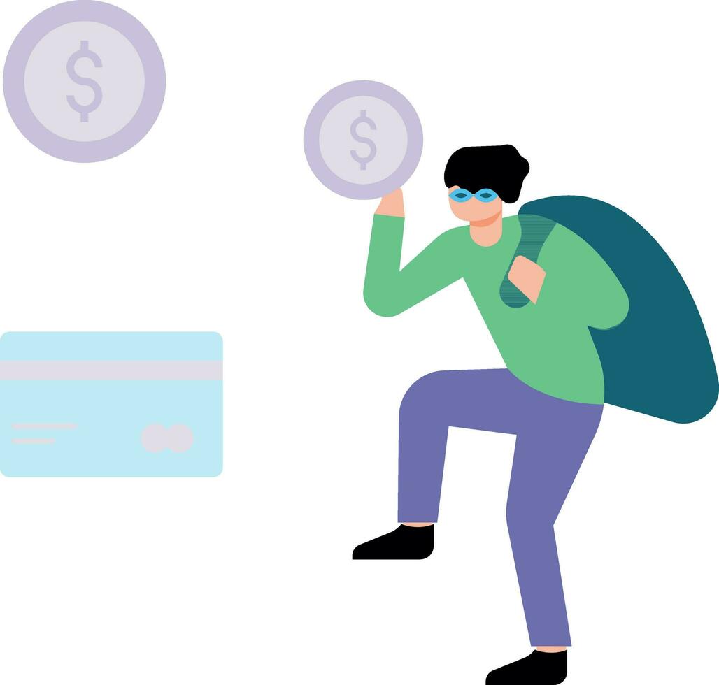 The robber is stealing money. vector