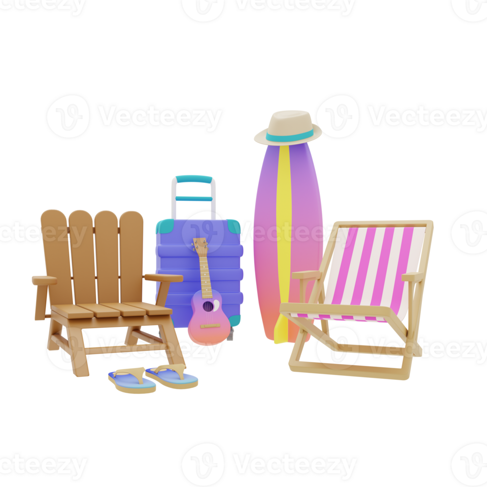3d vacation scene with summer concept and rendered in high quality image png