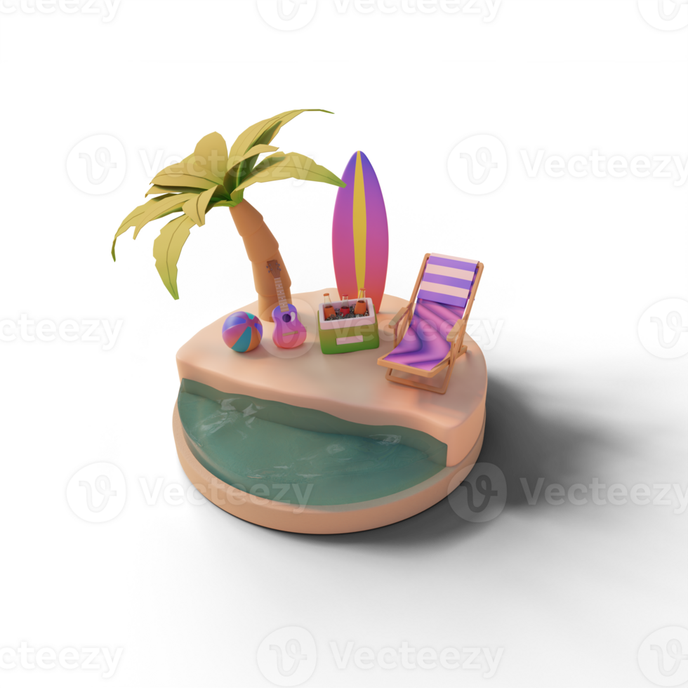 3d vacation scene with summer concept and rendered in high quality image png