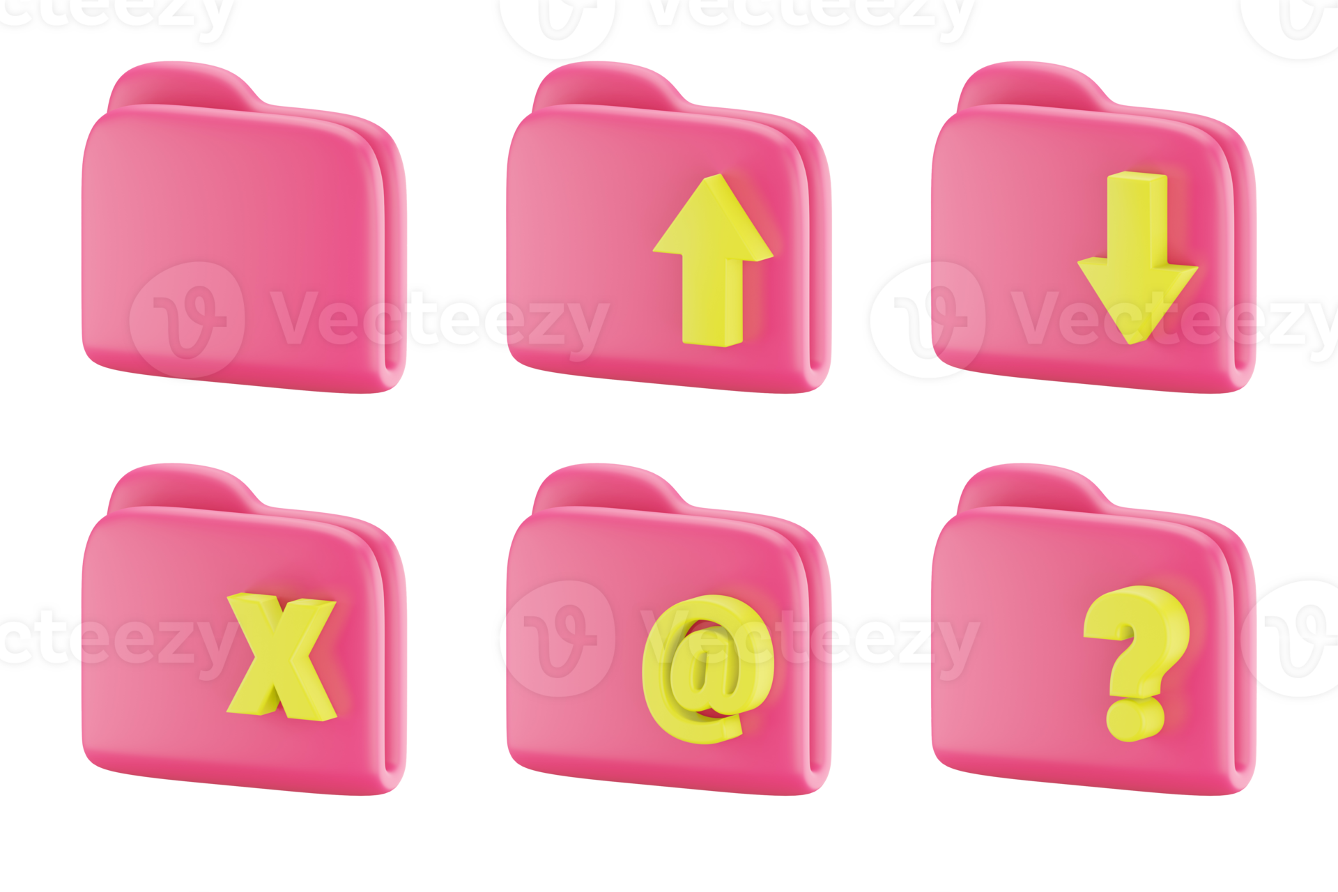 Set folder pink icons 3d render 24952470 png