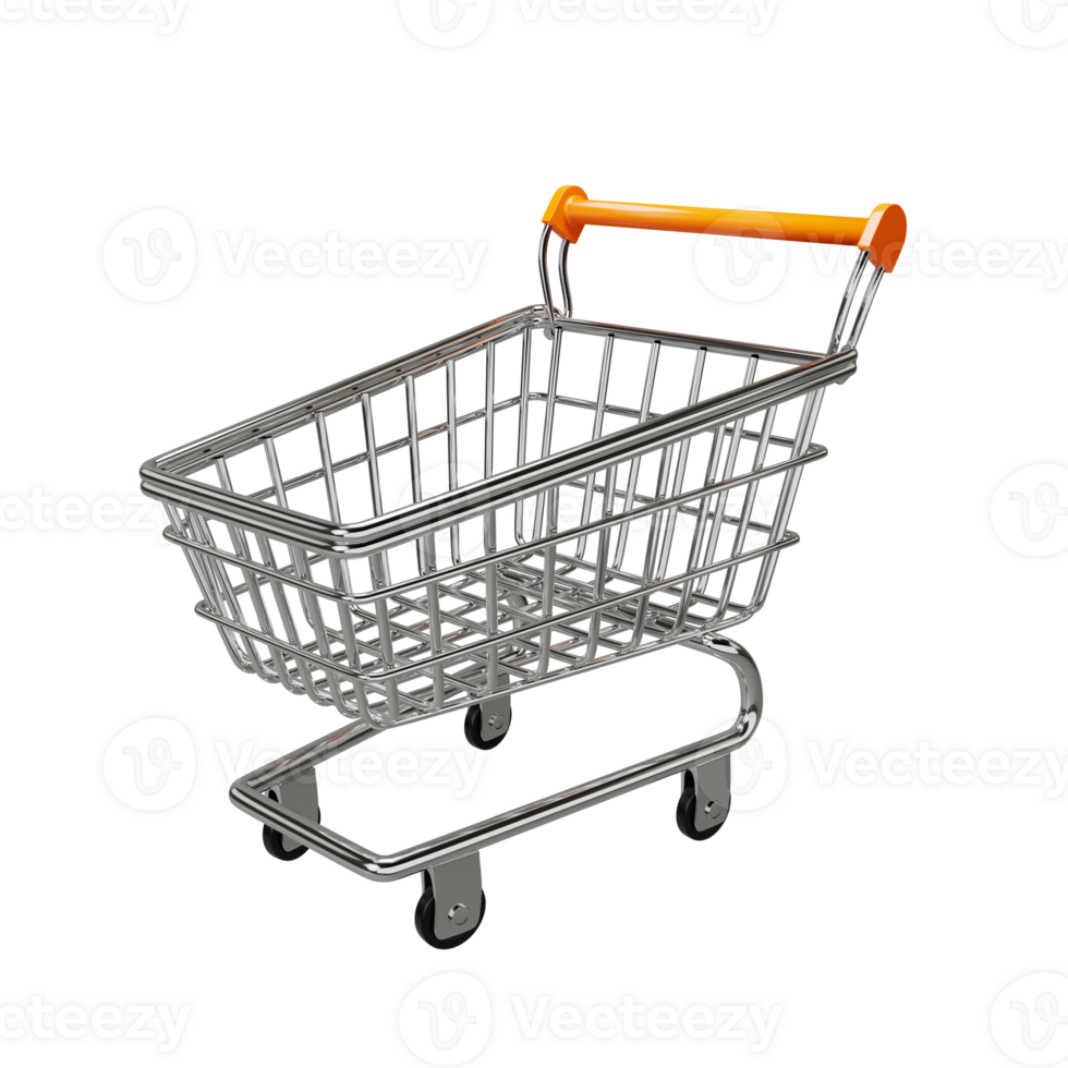 Shopping cart 3d render. Ilustration 3d isolated shopping cart 3d rendering png