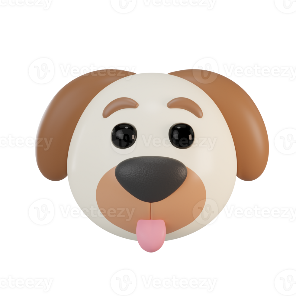 Emoji Dog 3d render illustration png