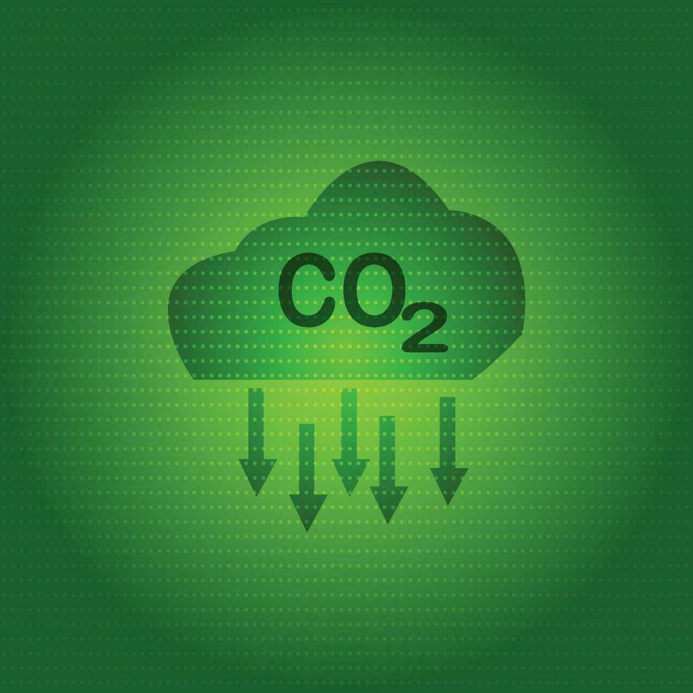 co2, carbón dióxido emisiones icono en verde fondo.vector ilustración vector