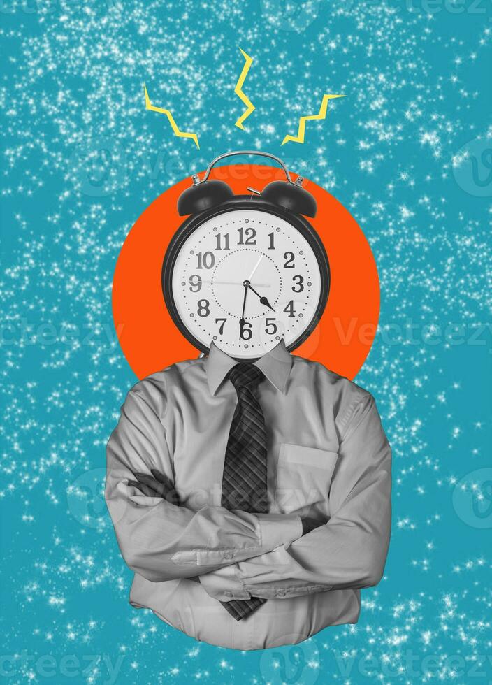 A collage of contemporary art, The Concept of Time Management. photo