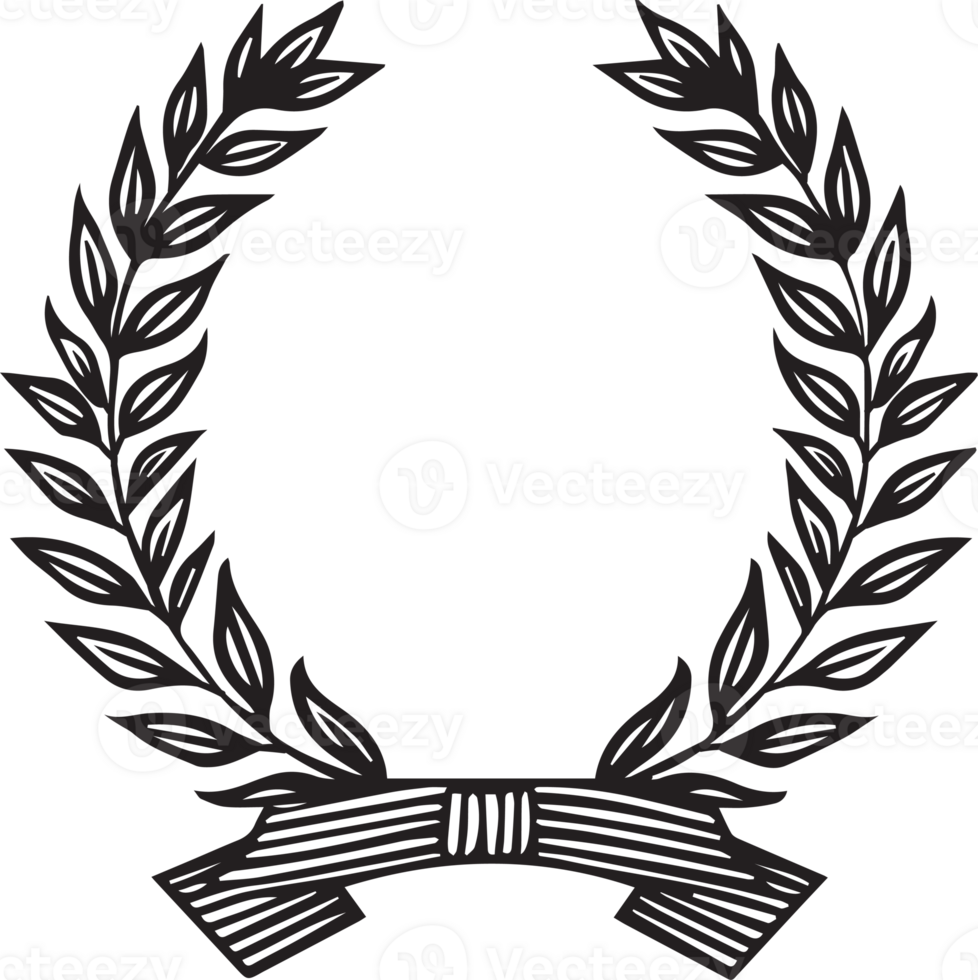 Hand Drawn leaf wreath in flat style png