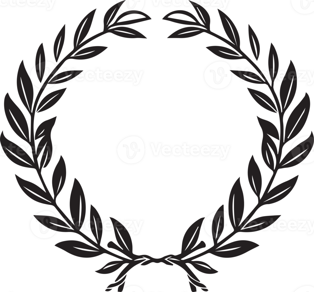 Hand Drawn leaf wreath in flat style png