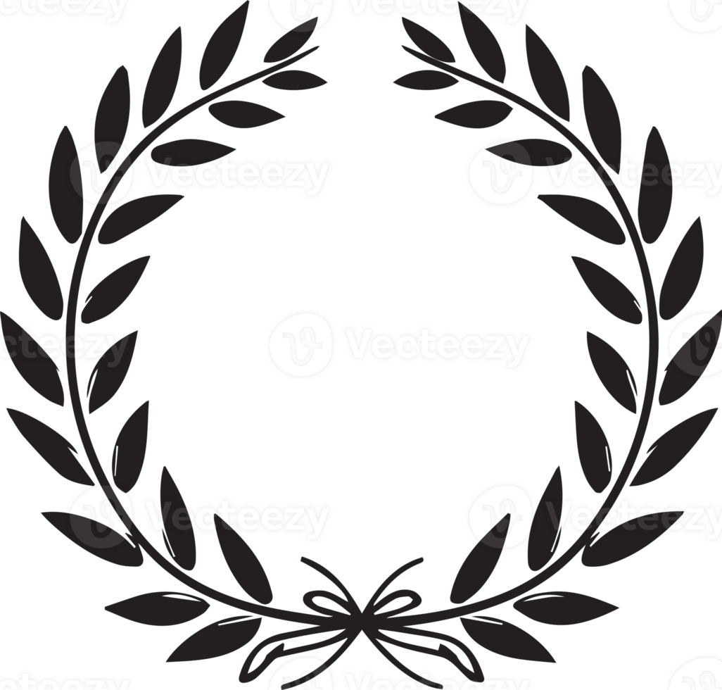 Hand Drawn leaf wreath in flat style png