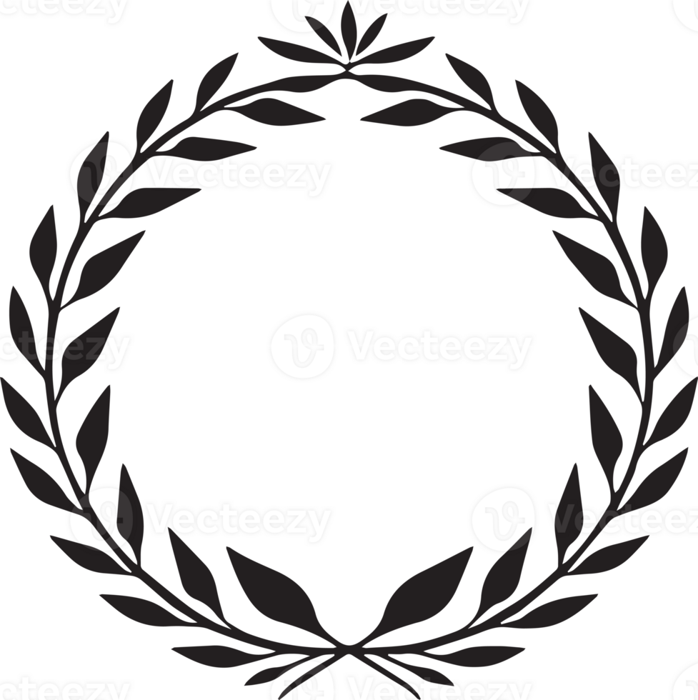 Hand Drawn leaf wreath in flat style png