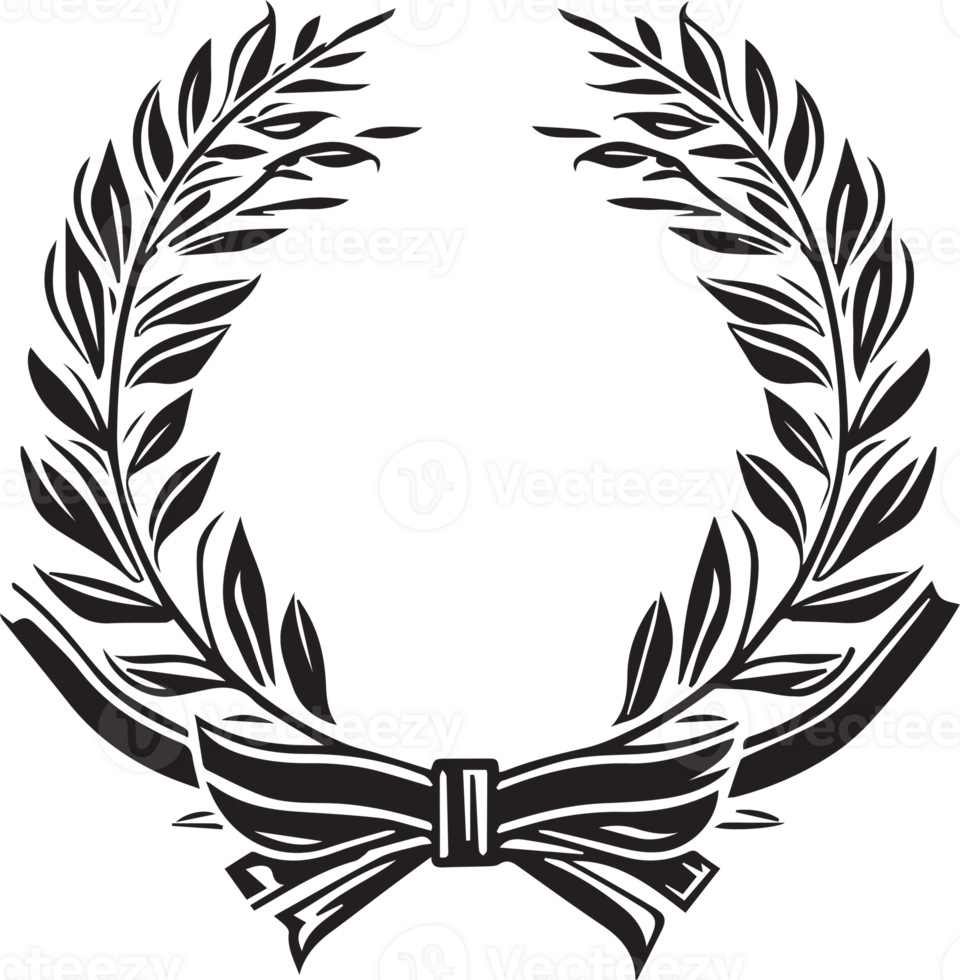 Hand Drawn leaf wreath in flat style png