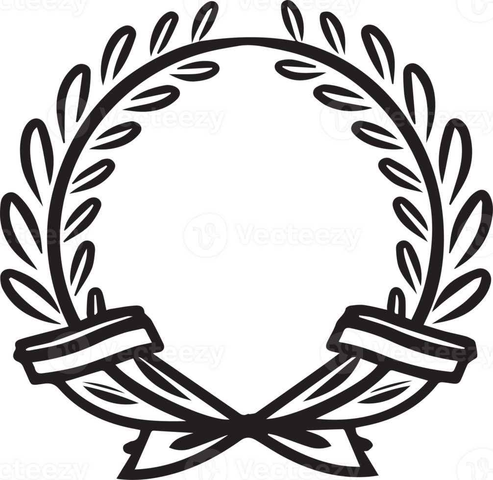 Hand Drawn leaf wreath in flat style png