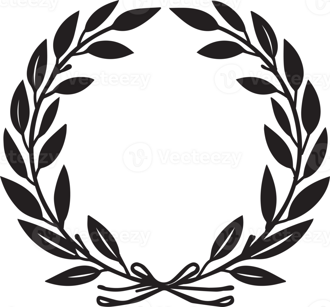 Hand Drawn leaf wreath in flat style png