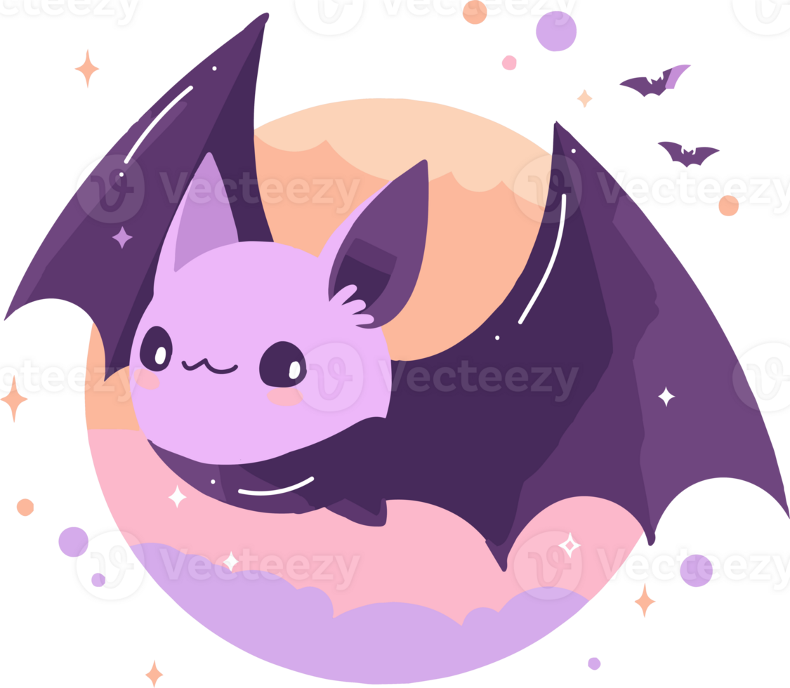 Hand Drawn cute bat in flat style 24953208 PNG