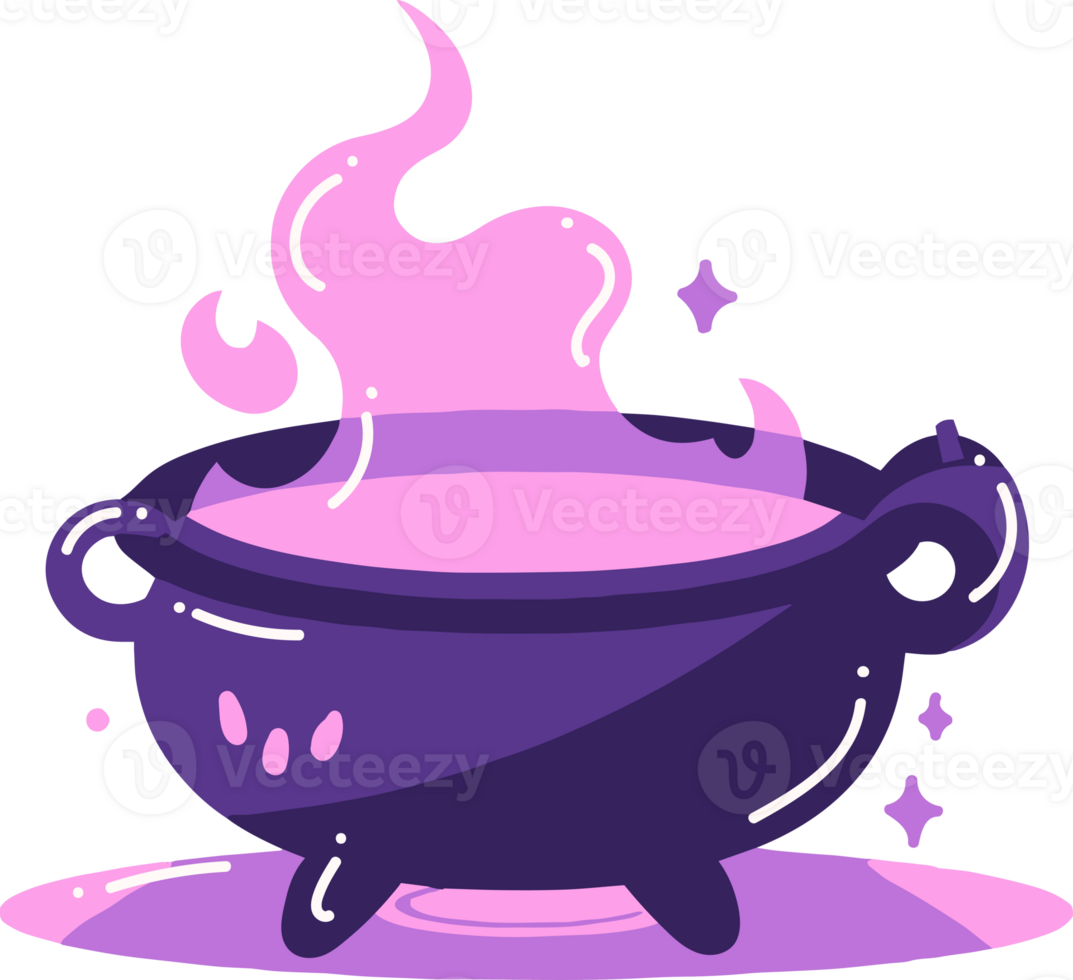 Hand Drawn cute Witch Cauldron in flat style png