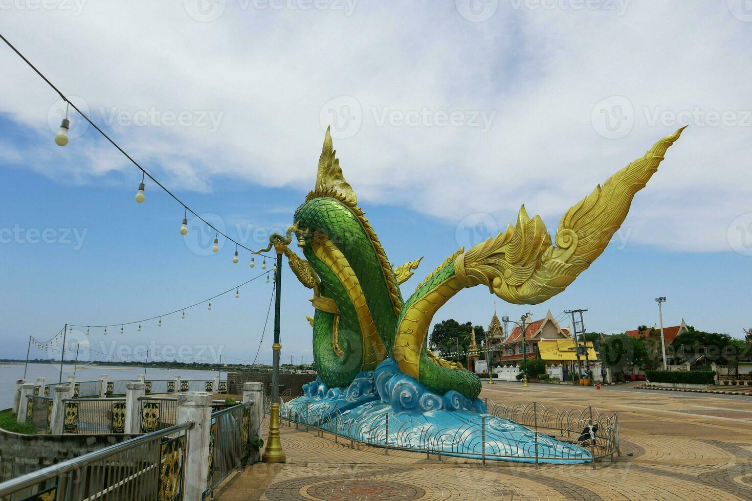 The landmark of Nong Khai, Twin Naga statue in Thailand photo
