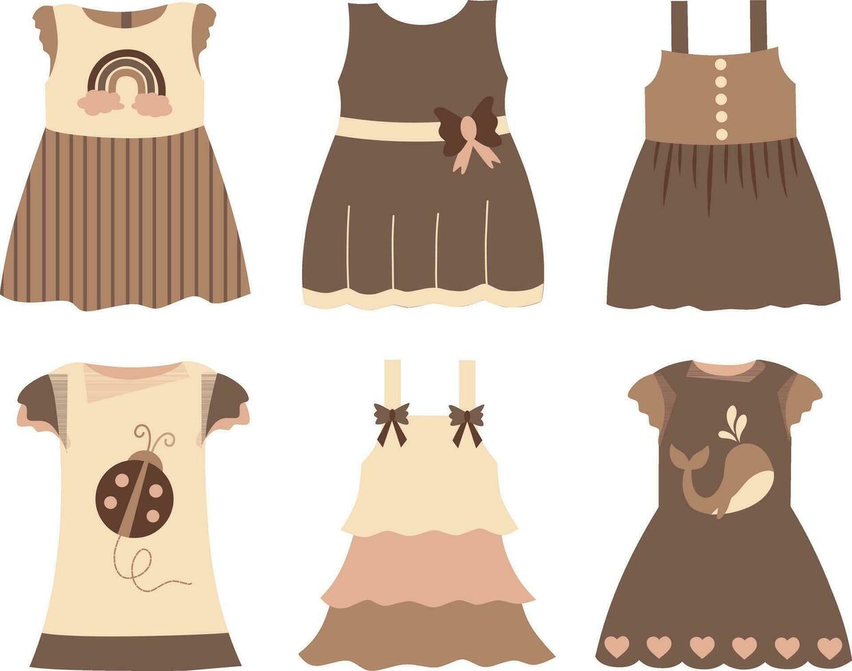 conjunto de linda vestidos. vector ilustración en dibujos animados estilo. aislado en blanco antecedentes.