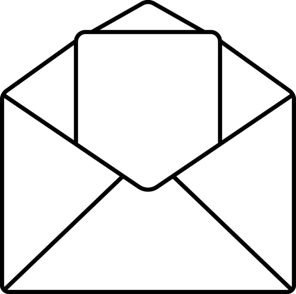 Illustration Of Open Email Icon In Black and White vector