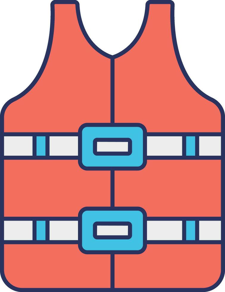 Flat Life Jacket Icon In Blue And Orange Color. vector