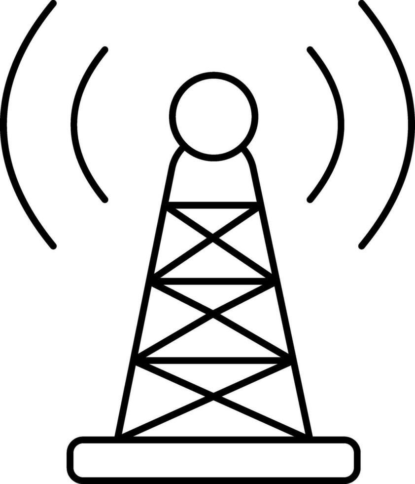 Black Thin Line Art Of Signal Tower Icon. vector
