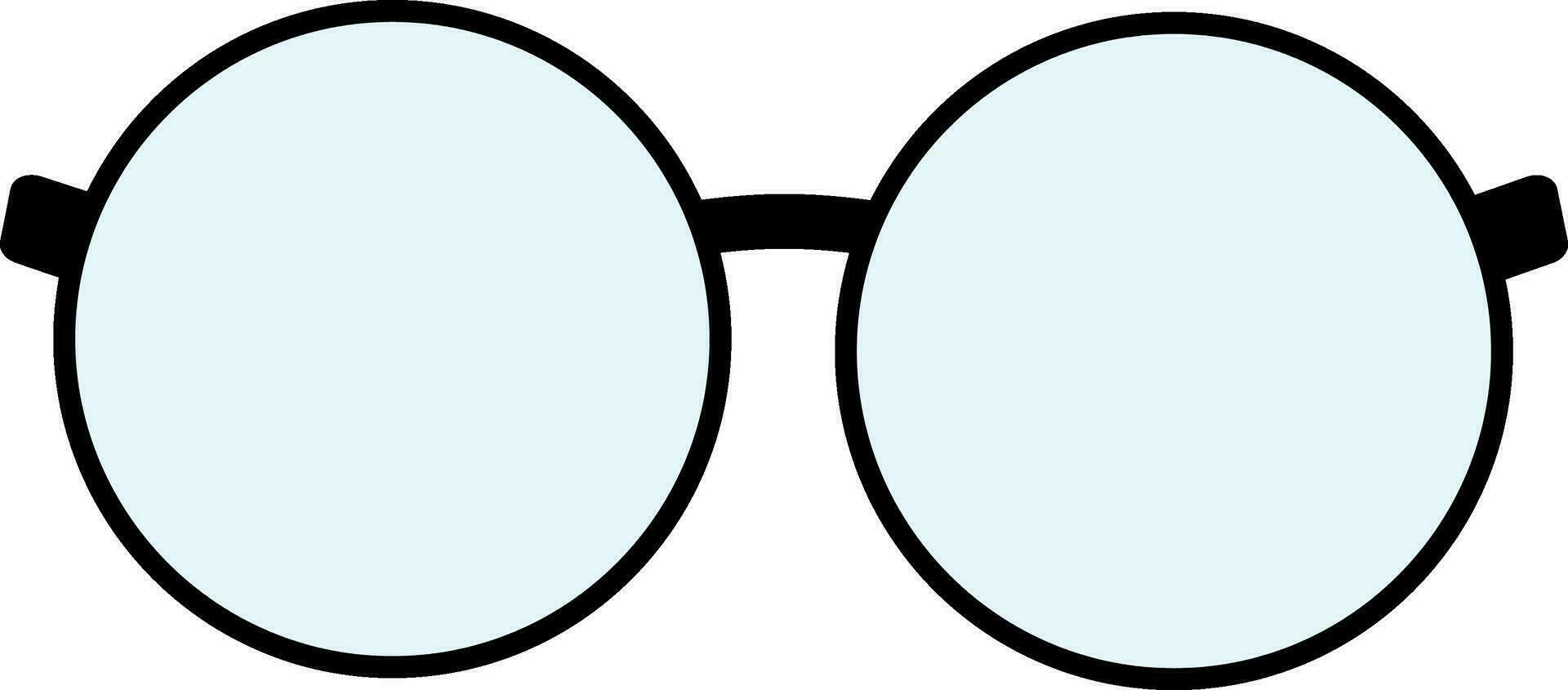 Flat Style Round Specs Frame Shape Icon In Blue And Black Color