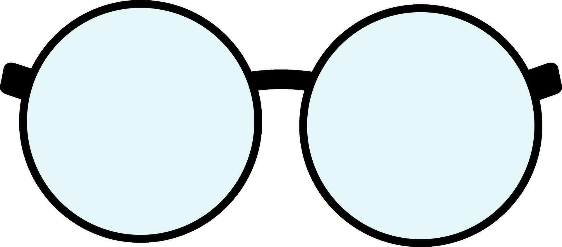 Flat Style Round Specs Frame Shape Icon In Blue And Black Color. vector