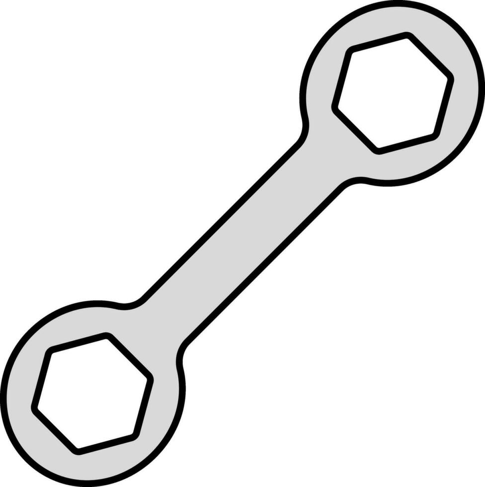 Flat Style Spanner Icon In Grey Color. vector