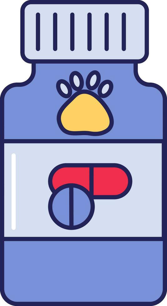 vistoso pastillas botella icono en plano estilo. vector