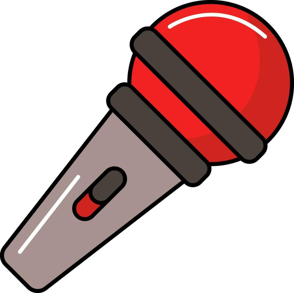 Smart Microphone Icon In Red And Taupe Color. vector