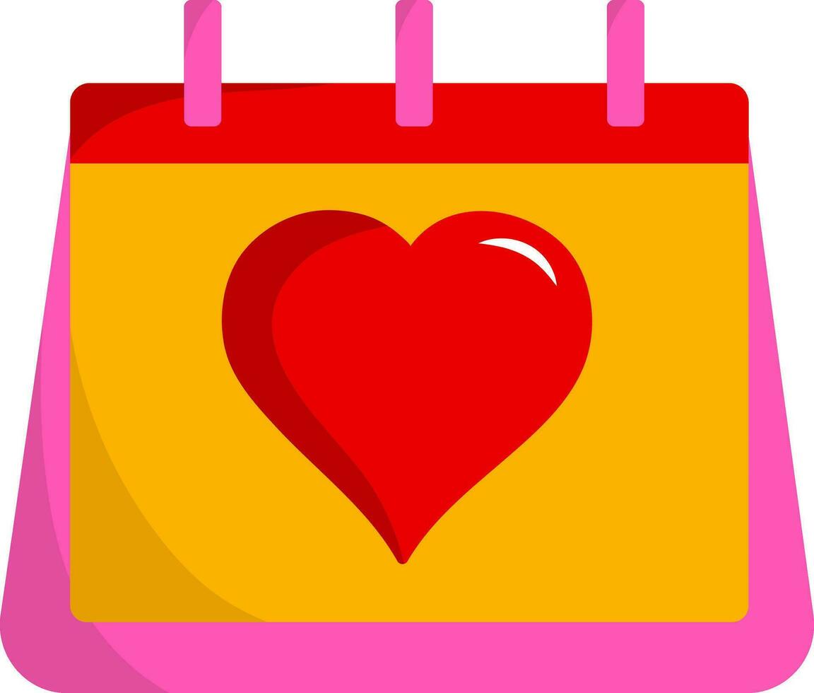 Flat Style Heart With Calendar Icon. vector