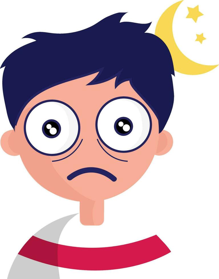 Trouble Sleeping At Night Boy Icon In Flat Style. vector
