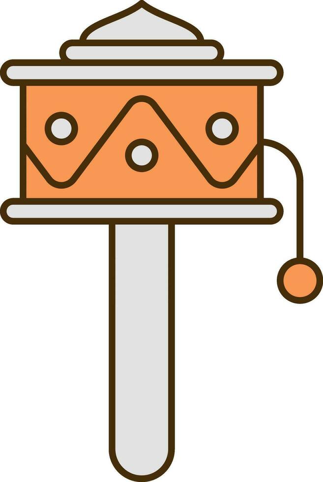 Orange And Grey Prayer Wheel Flat Icon. vector